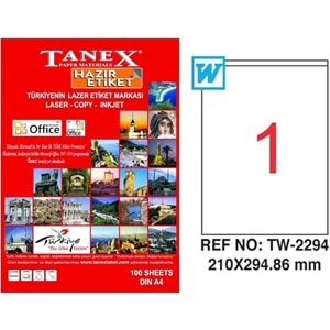 Tanex Laser Etiket 100 Lü 210X294.86mm TW-2294