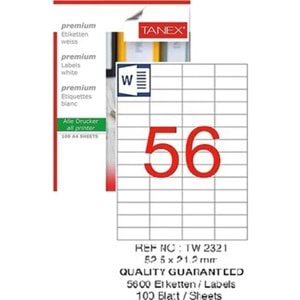 Tanex Lazer Etiket 100Lü TW-2321 52.5X21.2mm 1053