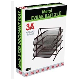 3A 1055 Metal Perfore Evrak Rafı, 3 lü Siyah
