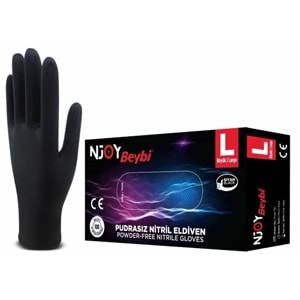 BEYBİ NJOY SİYAH PUDRASIZ NİTRİL ELDİVEN LARGE 100 LÜ