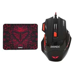 Everest Mouse Oyuncu Gaming Pad Usb Siyah Makrolu 72000dpi