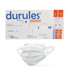 DURULES TEK KULLANIMLIK 3 KATLI YÜZ MASKESİ BEYAZ