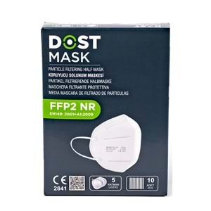 DOST MASKE FFP2 NR 5 KATLI KORUYUCU SOLUNUM MASKESİ 10 LU