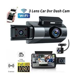 BLİC BLM-87 ARAÇ KAMERASI 3'' EKRAN + WİFİ + SES + FULLHD + ÜÇ KAMERA +170 DERECE GENİŞ AÇI