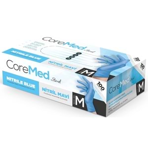 COREMED PUDRASIZ NİTRİL MAVİ ELDİVEN M BEDEN 100 LÜ