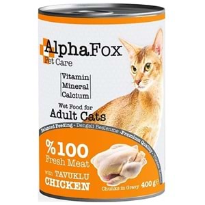 ALPHA FOX KEDİ KONSERVE MAMA 400 TAVUK ETLİ
