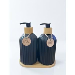 MİEN 2029003S-B BAMBU STANDLI SIVI SABUNLUK SETİ
