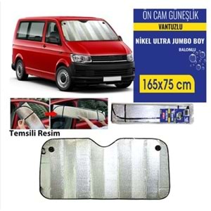 Carub Güneşlik Ön Cam Vantuzlu 165X75 Jumbo Büyük Nikel