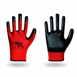 Zimak İş Eldiveni Klasik Nitrik Kaplama Kırmızı-Siyah Eko Tekli