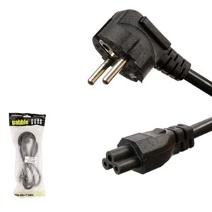 GABBLE GAB-NYK015 1.5 Mt 0.75 MM Seramik Uç Poşetli Yonca Kablo Power Kablosu notebook