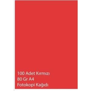 Umur Fotokopi Kağıdı A4 Renkli 100 Lü Red 30009955
