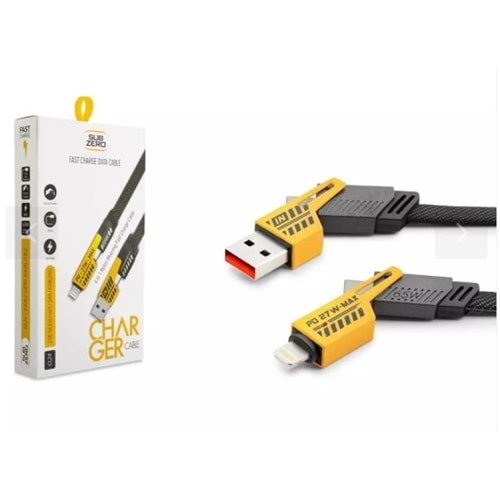 Subzero CL24 4in1 Type-c 65W to USB-A + Type-c to Lightning 27W Hızlı Şarj Kablosu