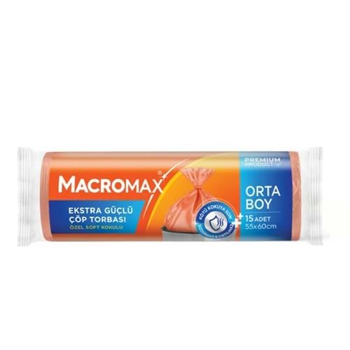 Macromax Ekstra Güçlü Çöp Torbası Orta Boy 55x60 Cm Soft Kokulu