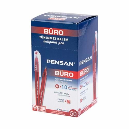 Pensan Büro Tükenmez Kalem 1Mm Kırmızı 50 adet
