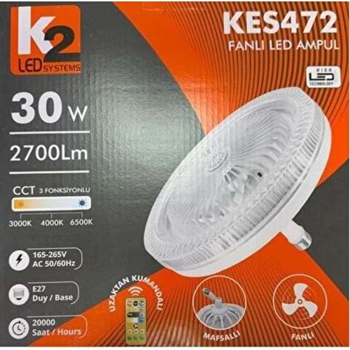 K2 KES472 FANLI LED AMPÜL VANTİLATÖR