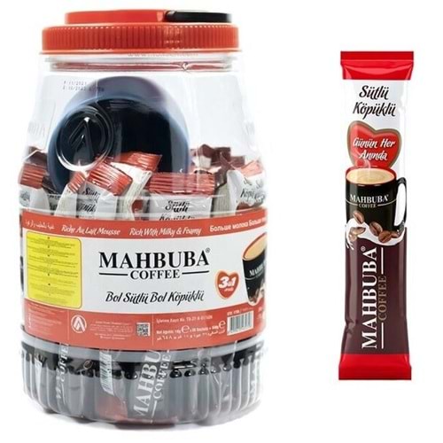 MAHBUBA 3 Ü 1 ARADA BOL SÜTLÜ KÖPÜKLÜ KAHVE BARDAK HEDİYELİ PLASTİK KAVANOZ 36 LI