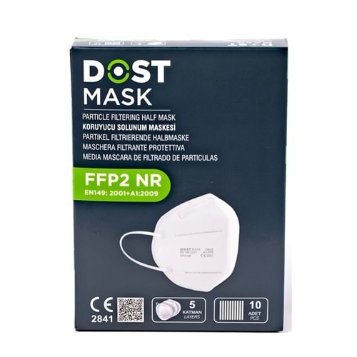 DOST MASKE FFP2 NR 5 KATLI KORUYUCU SOLUNUM MASKESİ 10 LU
