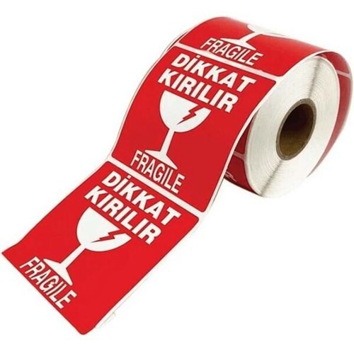 Dikkat Kırılır Baskılı Kuşe Etiket 70 mm x 80 metre 250 li