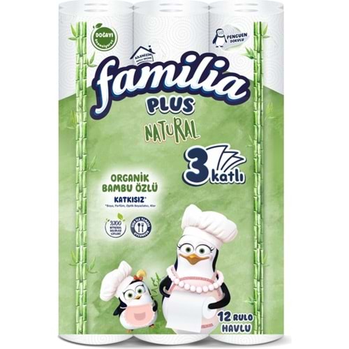 Familia Plus Natural 3 Katlı Kağıt Havlu 12 li
