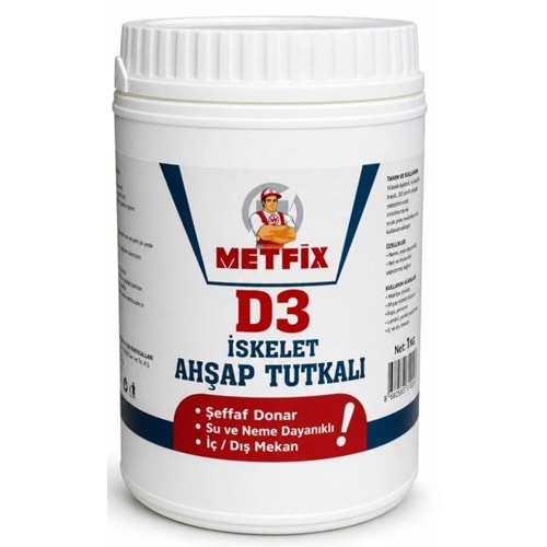 METFİX D3 İSKELET AHŞAP TUTKALI 1000 GR ŞEFFAF DONAR