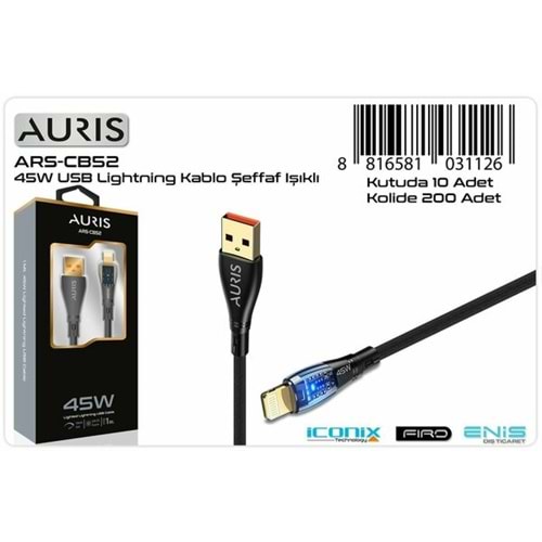 Auris Şarj Kablo Usb Ligtning 45W Ars-Cb52 1126