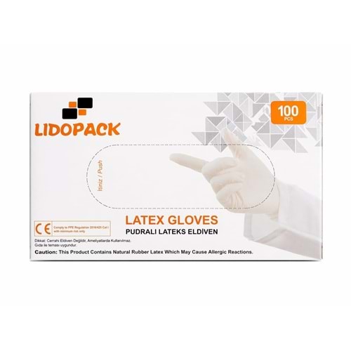 LIDOPACK LATEKS PUDRALI MUAYENE ELDİVENİ 100 LÜ LARGE