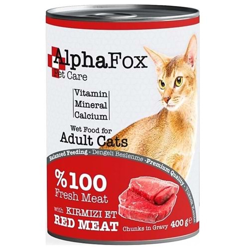 ALPHA FOX KEDİ KONSERVE MAMA 400 GR KIRMIZI ETLİ