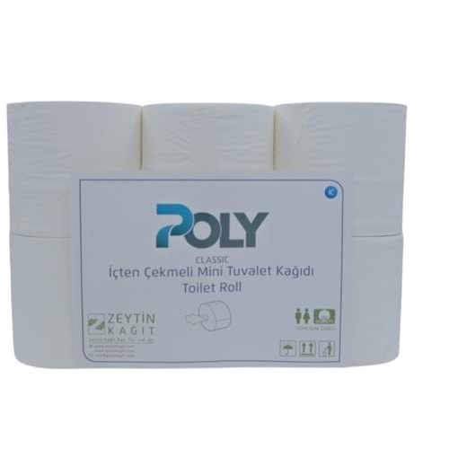 POLY İÇTEN ÇEKMELİ MİNİ TUVALET KAĞIDI 12Lİ