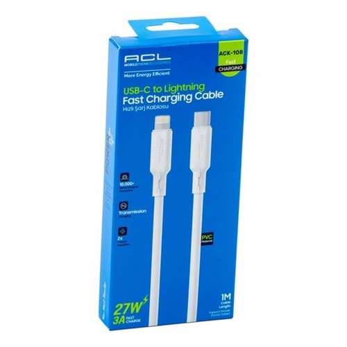 Acl Şarj Kablo PD USB Type-C - Lightning 27W 1mt ACK-108 4934