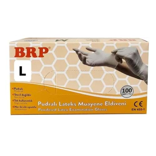 BRP Pudralı Lateks Eldiven L Beden 100 lü