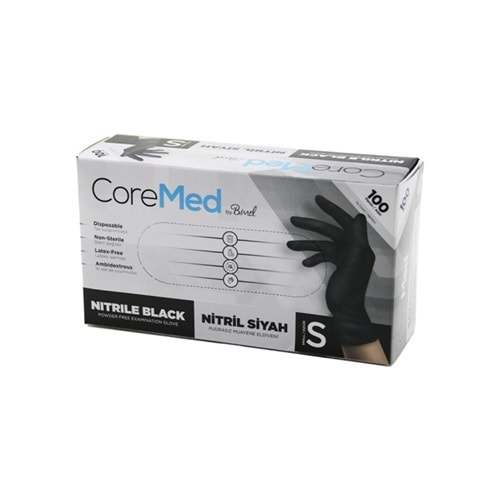 COREMED PUDRASIZ NİTRİL SİYAH S BEDEN 100 LÜ