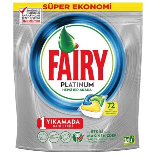 Fairy Platinum Bulaşık Makinesi Tableti 72'li