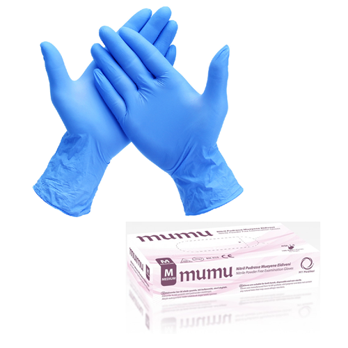 MUMU PLUS + NİTRİL PUDRASIZ MAVİ MUAYENE ELDİVENİ XL BEDEN