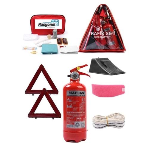 Lüks Trafik Seti - ilk Yardım Seti - Araç Yangın Tüpü - Üçgen Set