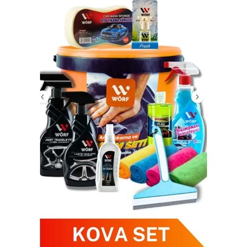 WÖRF ARAÇ YIKAMA VE BAKIM SETİ 13 LÜ KOVA SET