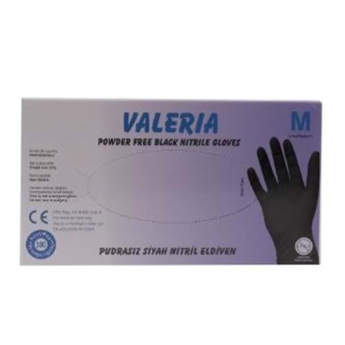 VALERİA PUDRASIZ SİYAH NİTRİL ELDİVEN 100 LÜ