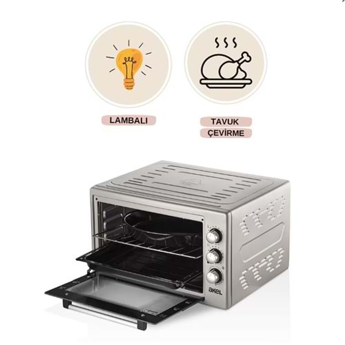 Akel AF381L 38 lt Midi Fırın Tavuk Çevirme Fonksiyonlu