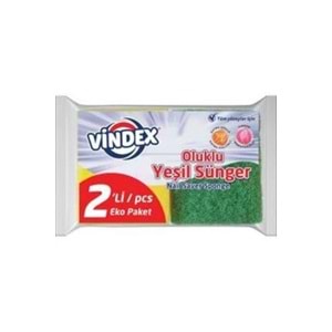 Vindex Klasik Yeşil Sünger Oluklu 2 Li